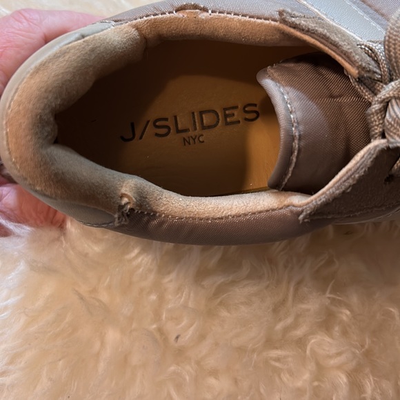 J/SLIDES NYC - khaki leather, suede & nylon sneakers, NWOT - Picture 8 of 10
